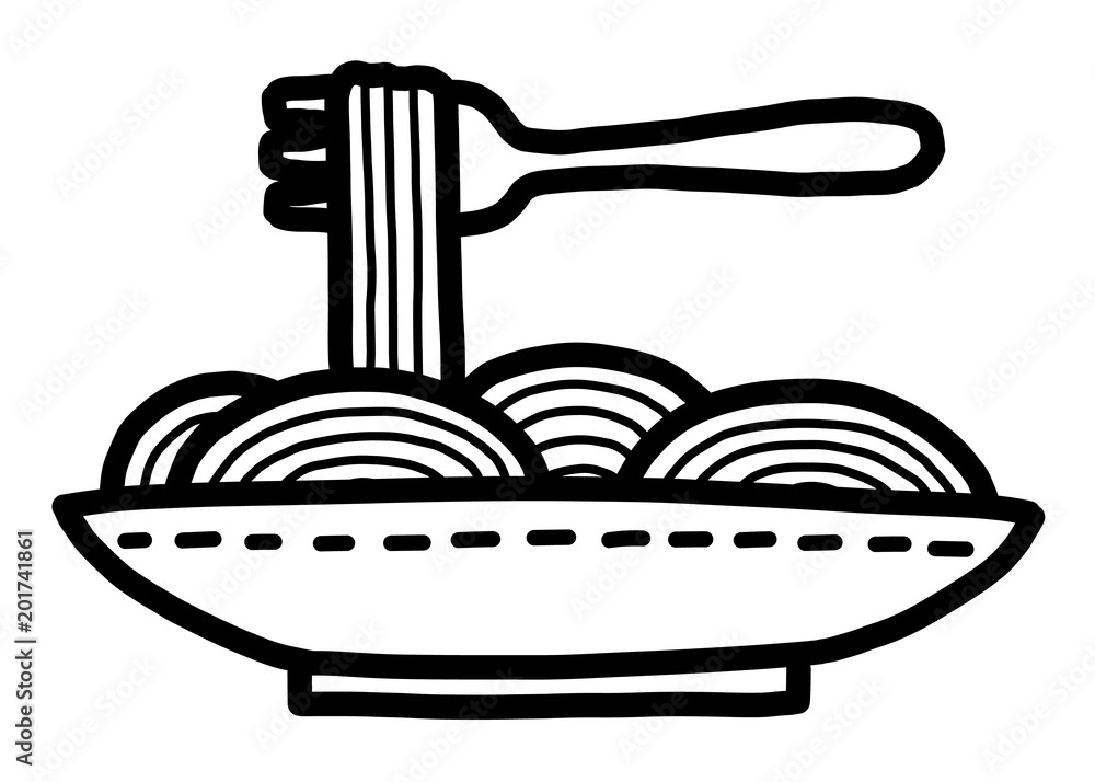 noodles clipart black and white