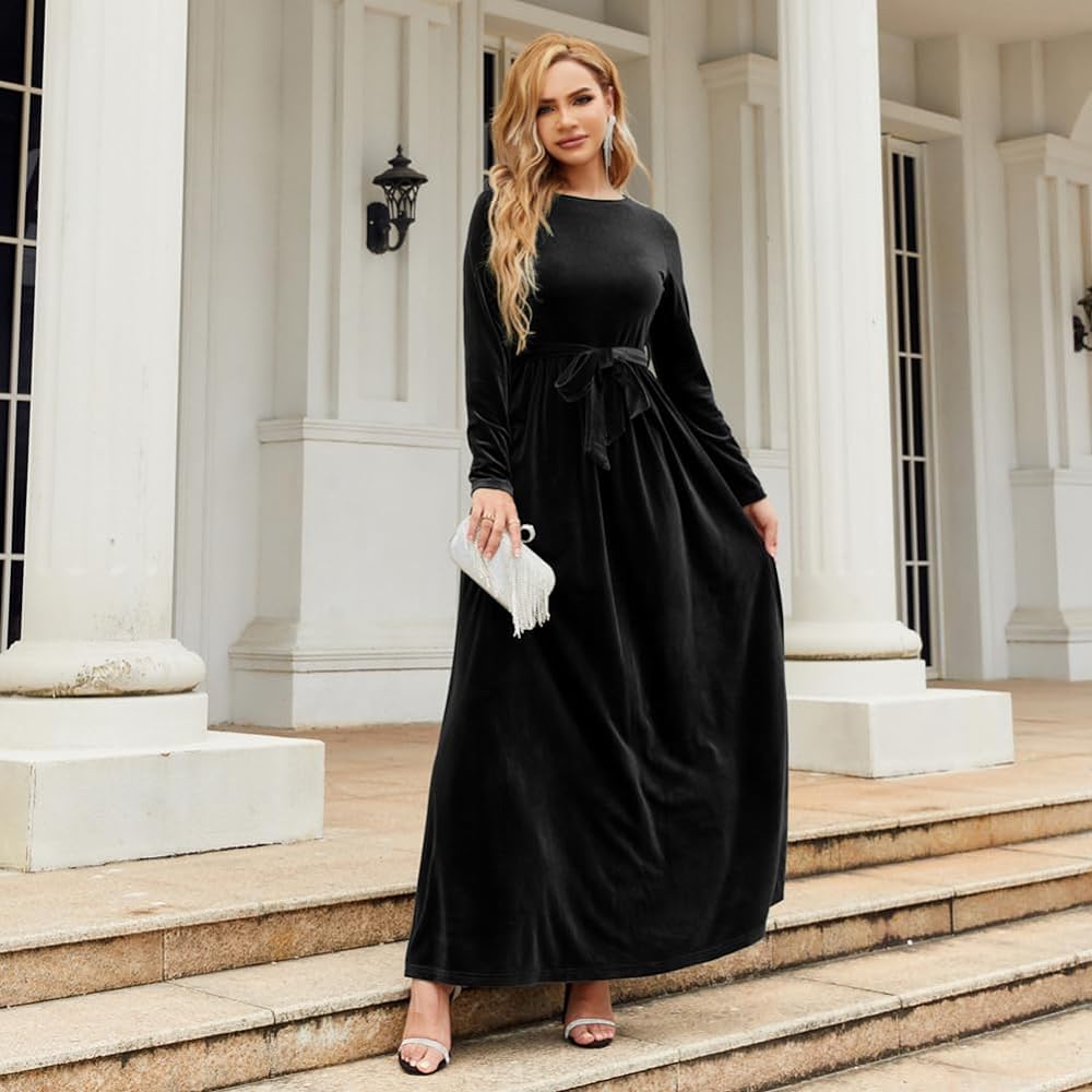 long sleeve velvet dresses