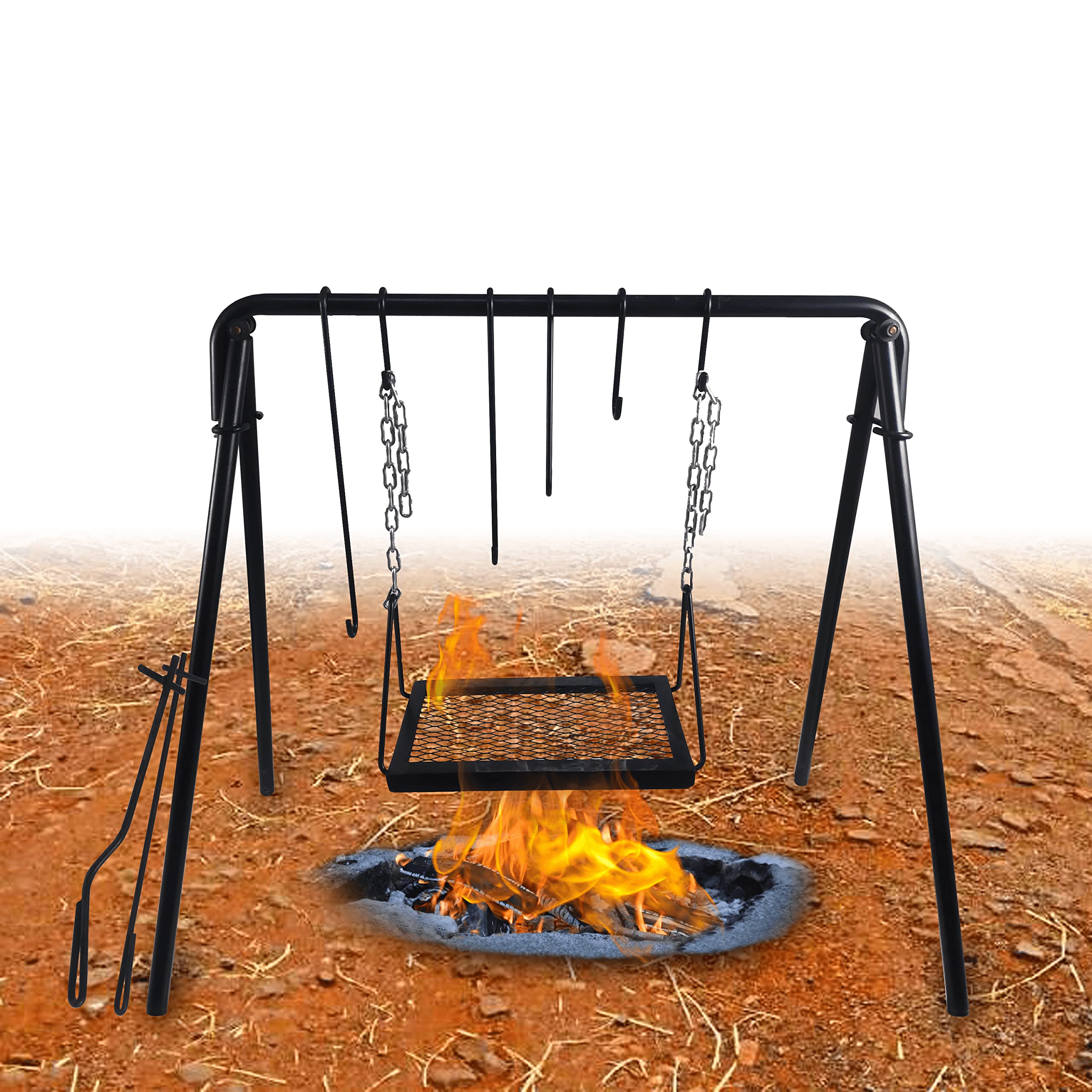 swing away campfire cooking stand