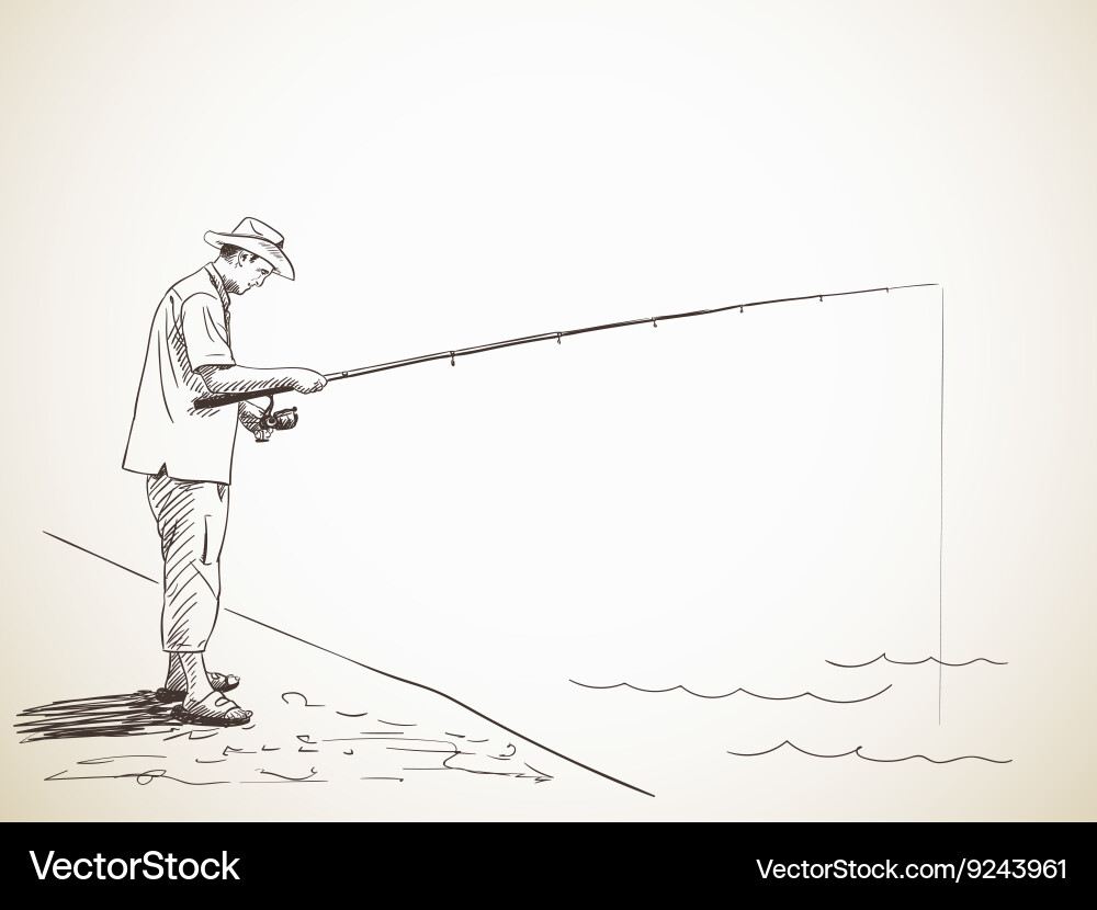 man fishing drawing