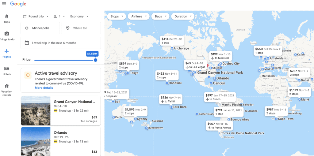 google flight montreal