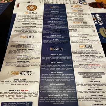 azteca d oro menu