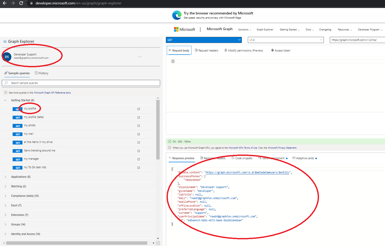 microsoft graph api explorer