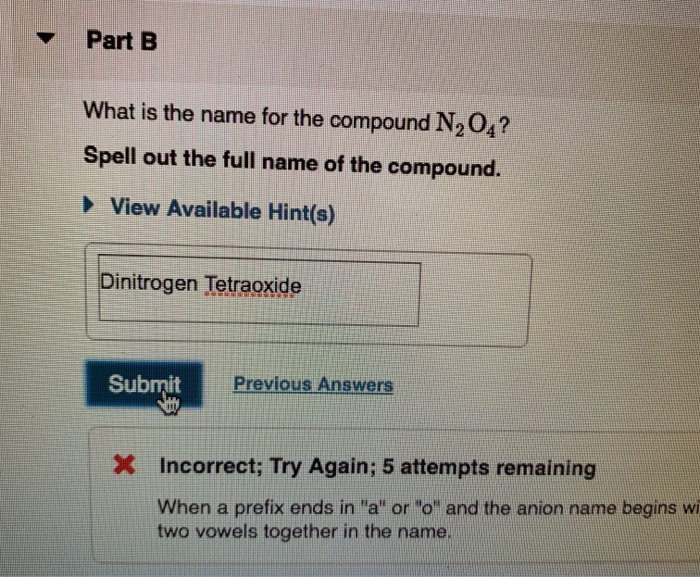 what is the correct name for n2o4
