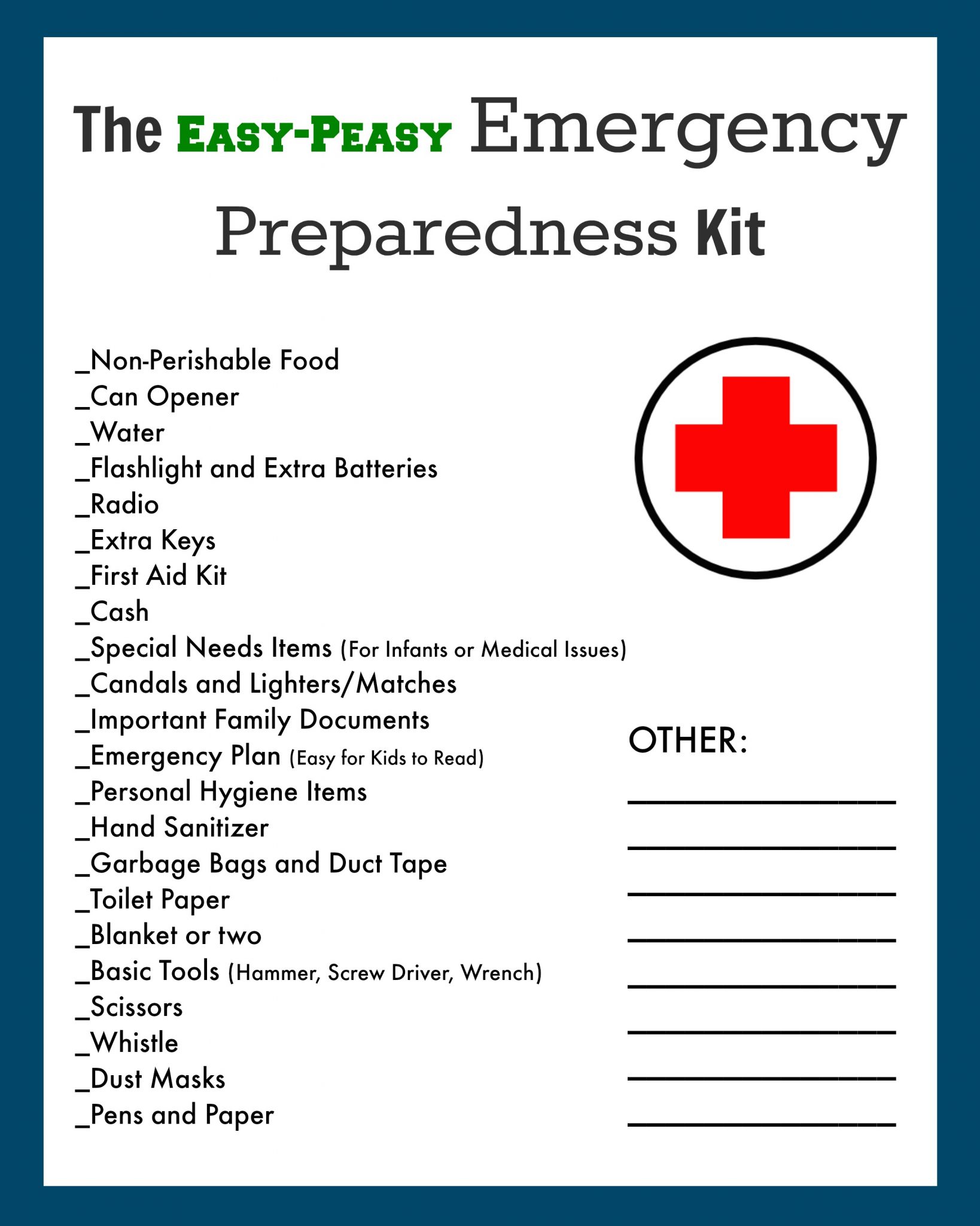 printable evacuation checklist