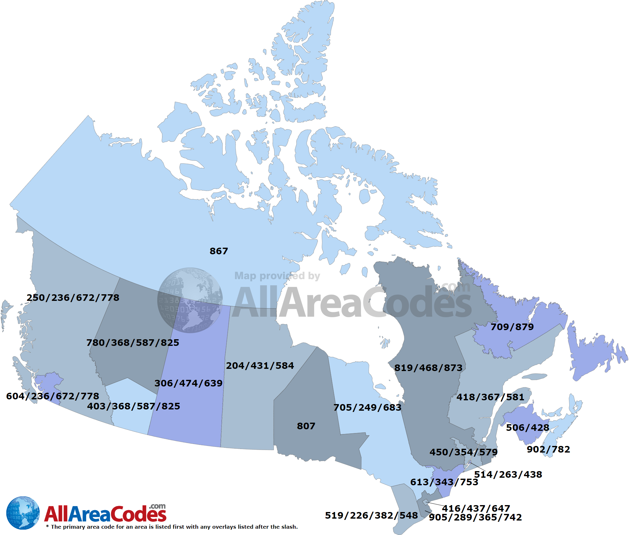 867 area code in canada