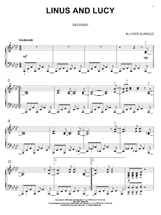 linus and lucy piano sheet music