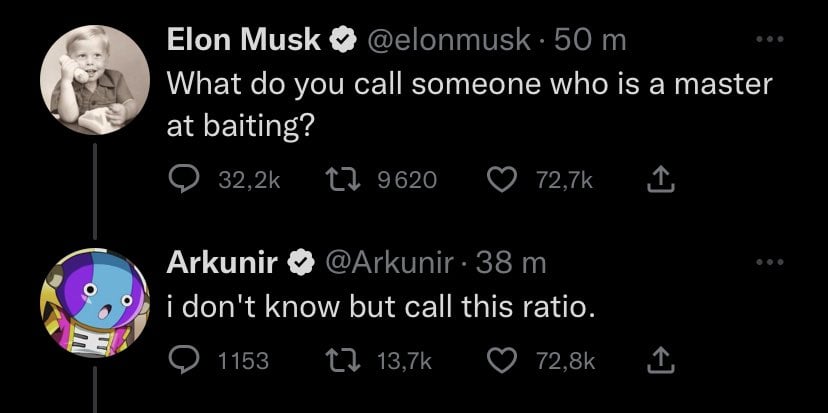 elon musk ratioed