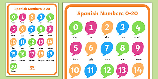 spanish numbers 1-20