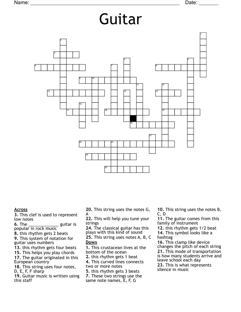 guitar players crossword