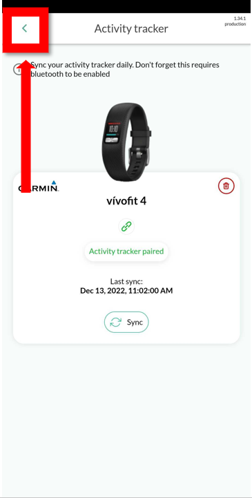 pair garmin vivofit