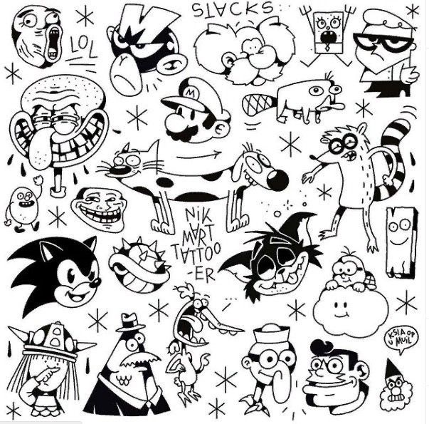 easy cartoon tattoos