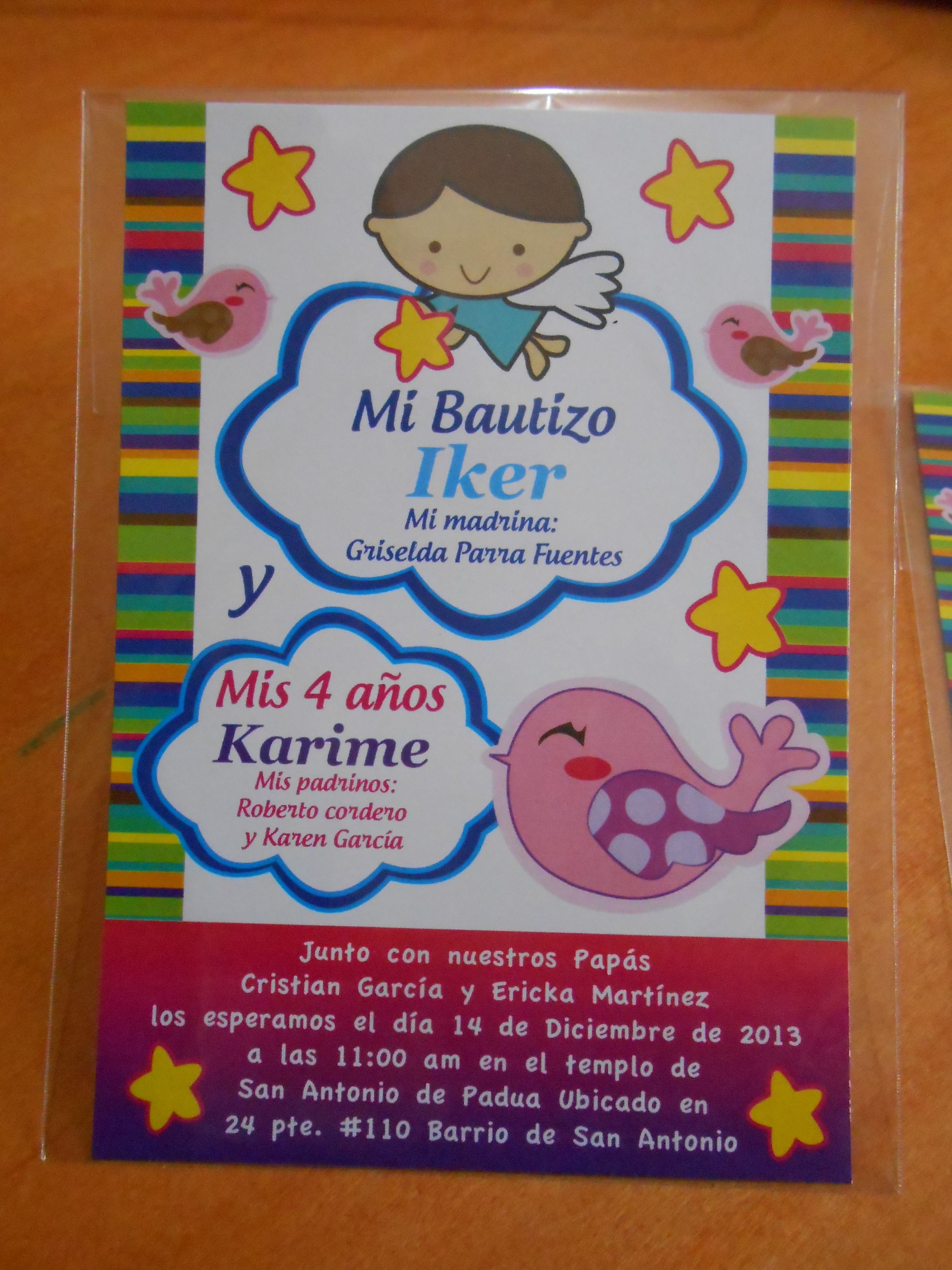 invitaciones dobles para bautizo y cumpleaños