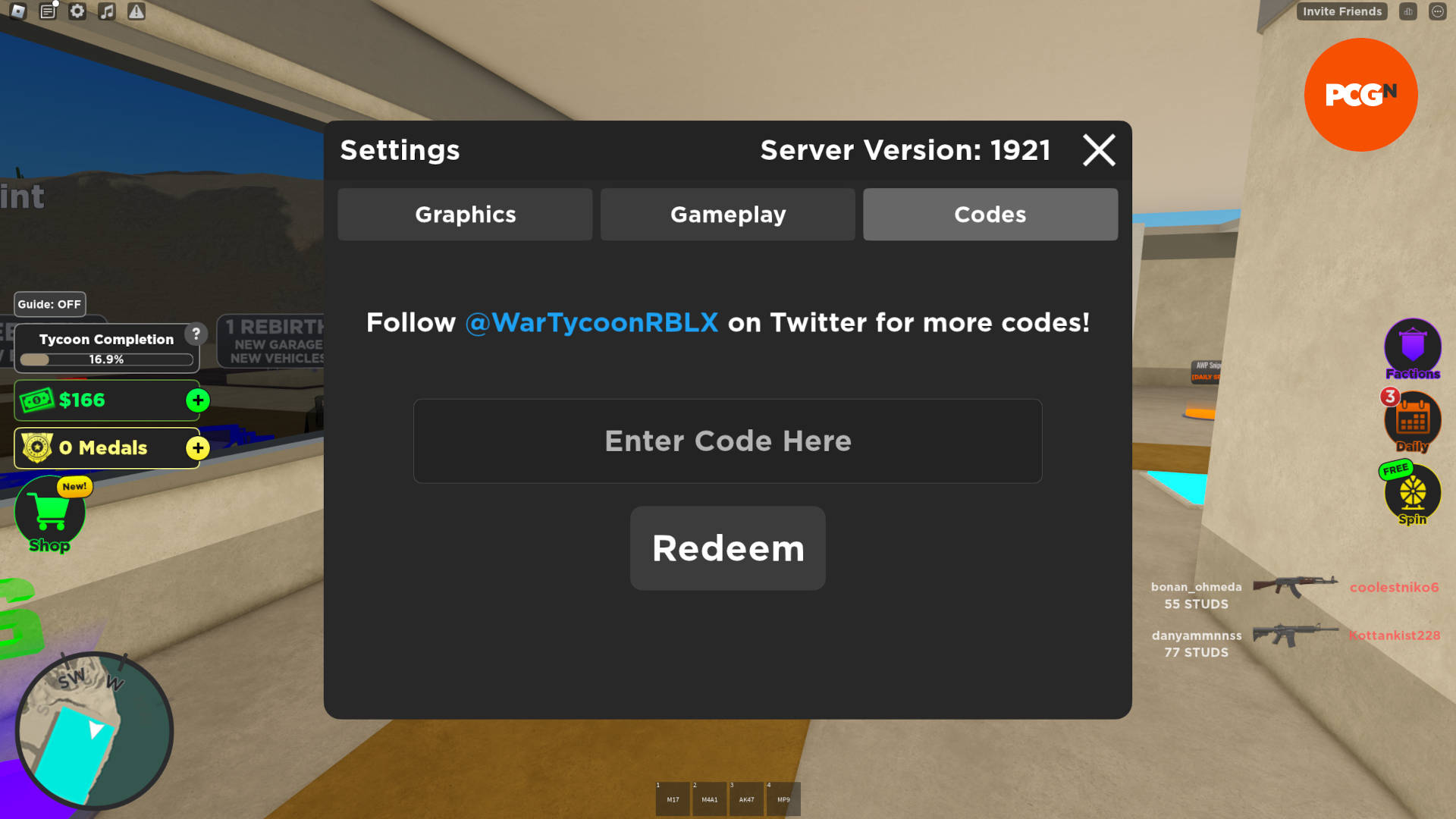 war tycoon codes