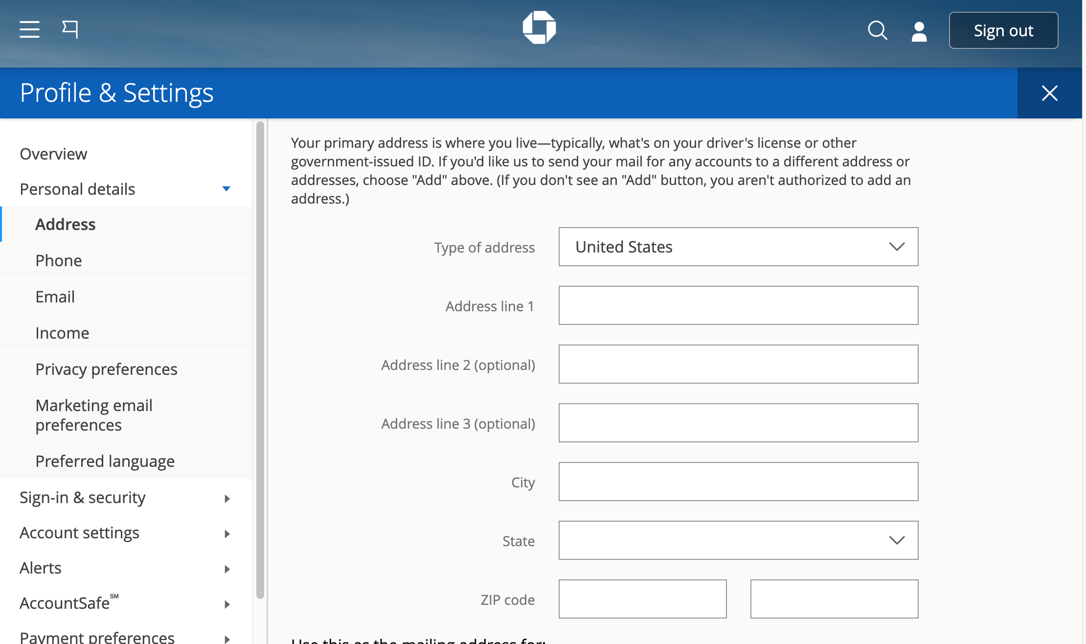 chase bank address