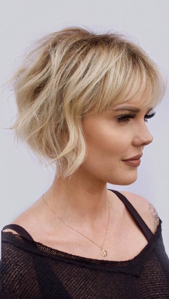 choppy bob haircut with bangs