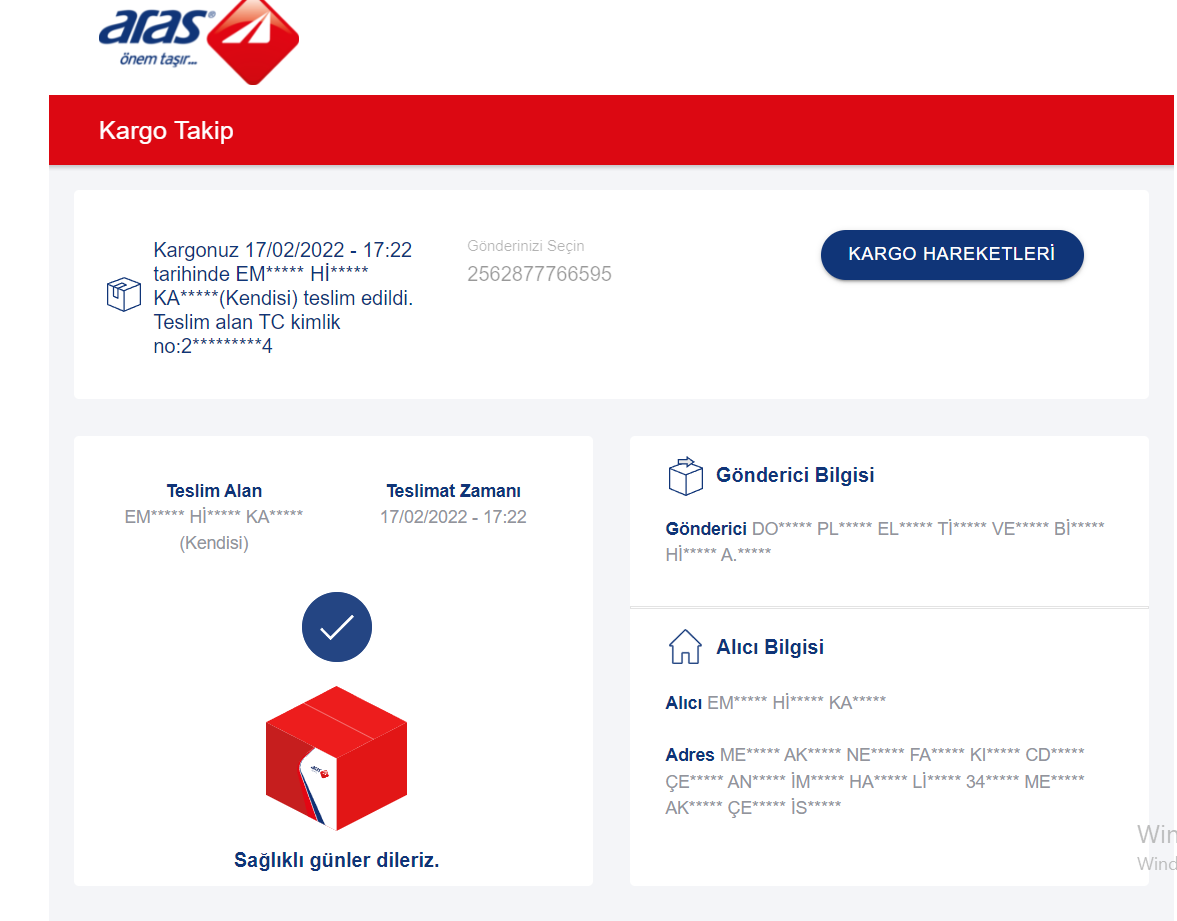kargom gelmedi ama teslim edildi görünüyor