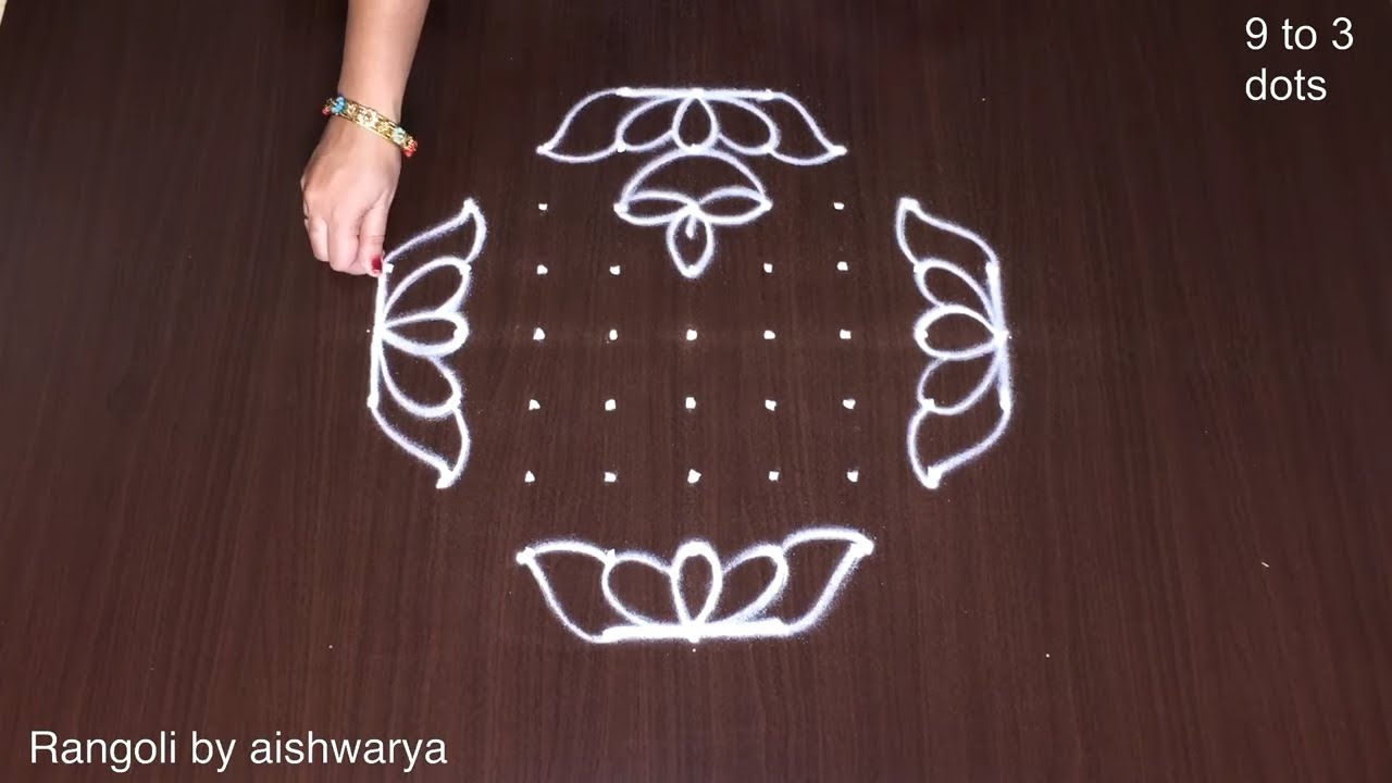 9 to 3 dots rangoli