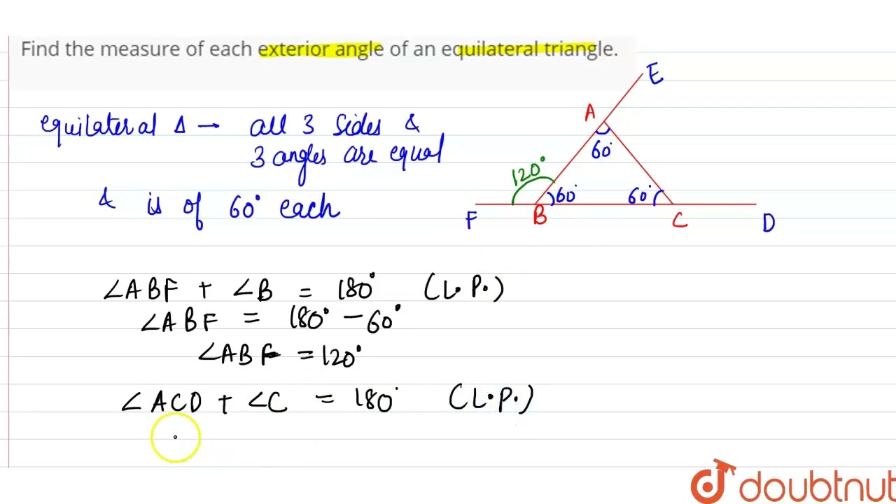 find the measure of each angle of an equilateral triangle