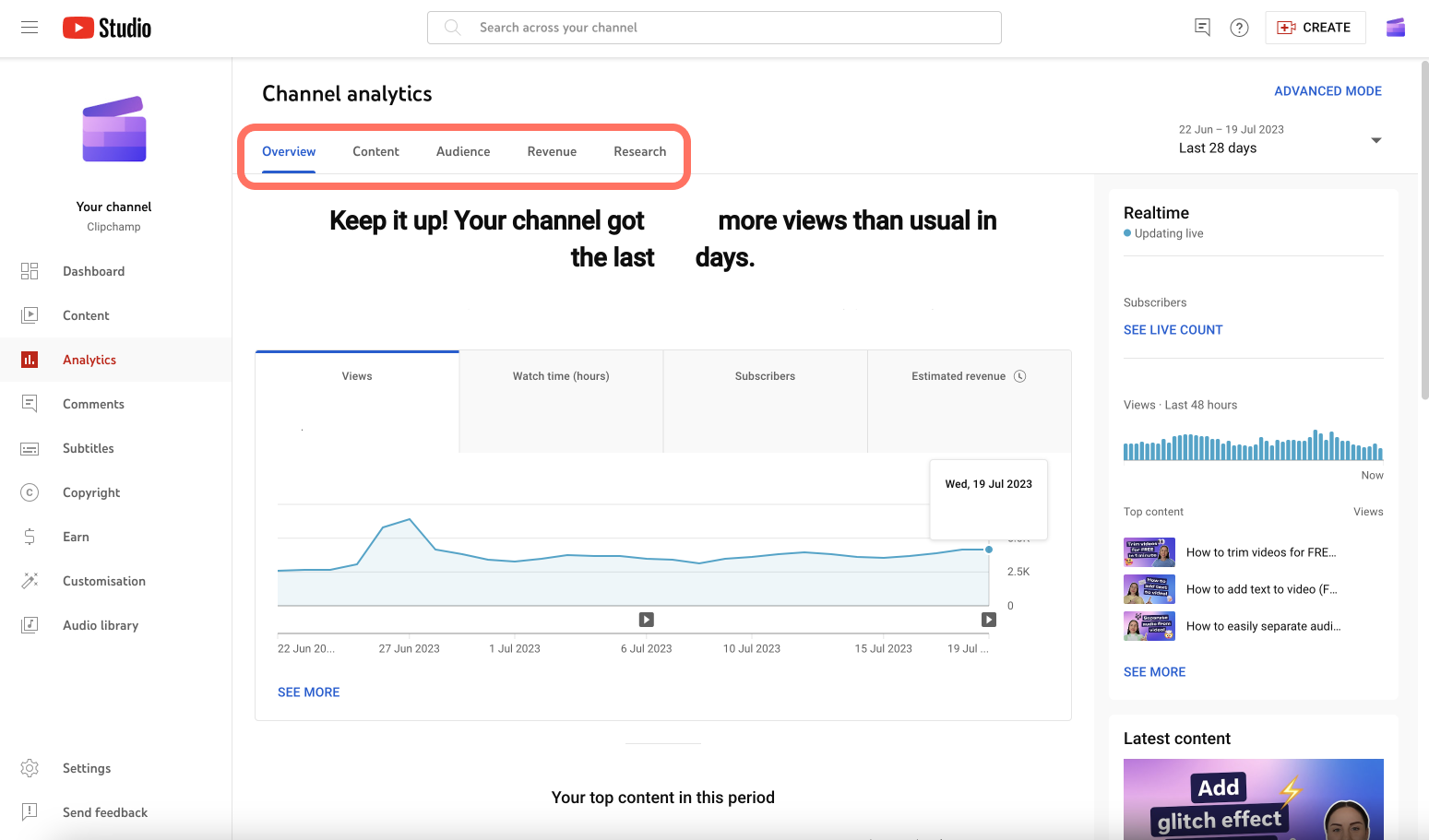 youtube stats for channels