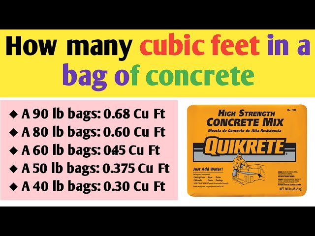 how many bags of concrete in a cubic foot