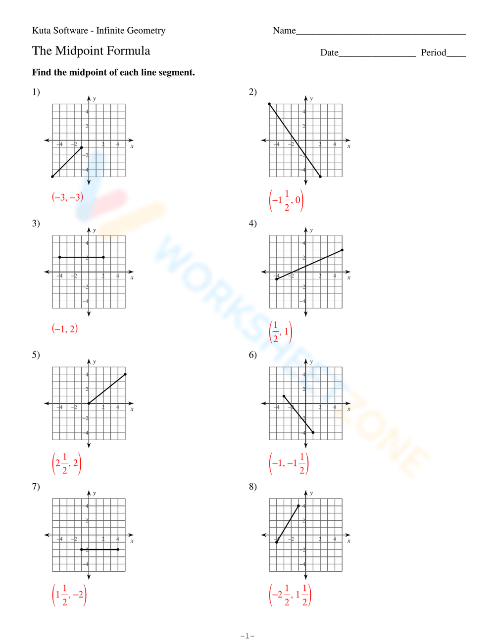 the midpoint formula worksheet answers