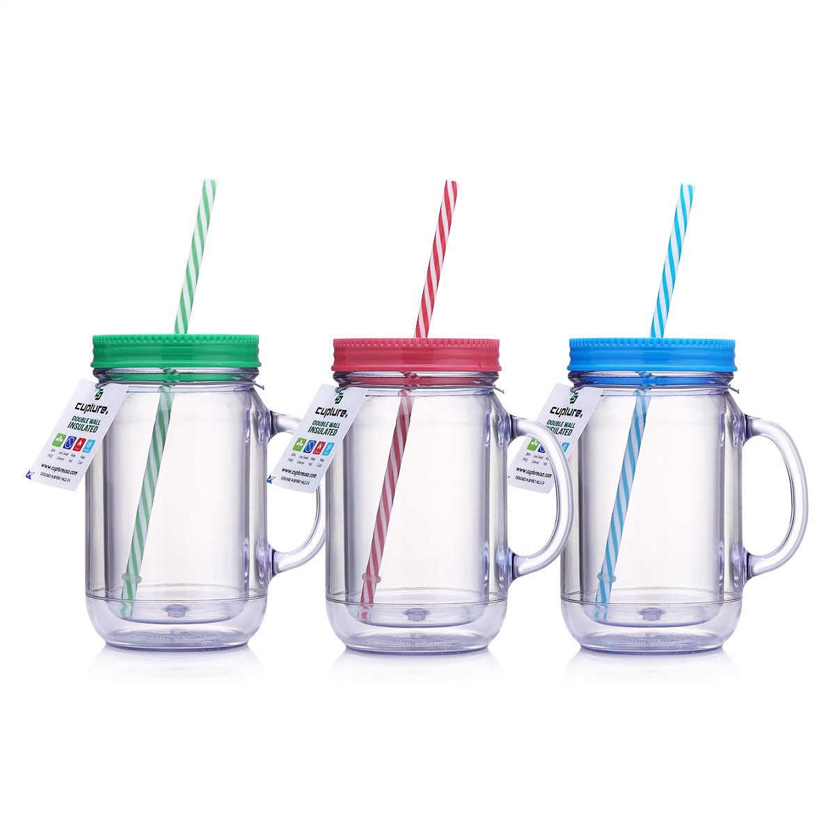 plastic mason jars with straws