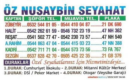 mardin seyahat nusaybin telefon numarası