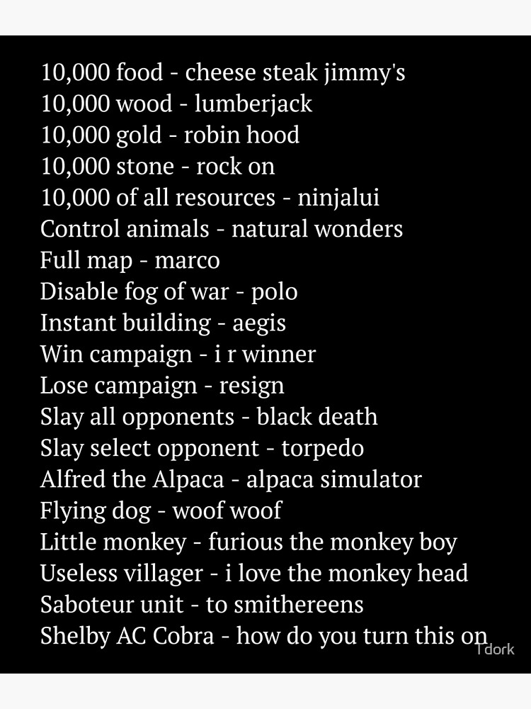 cheat codes in age of empires 2