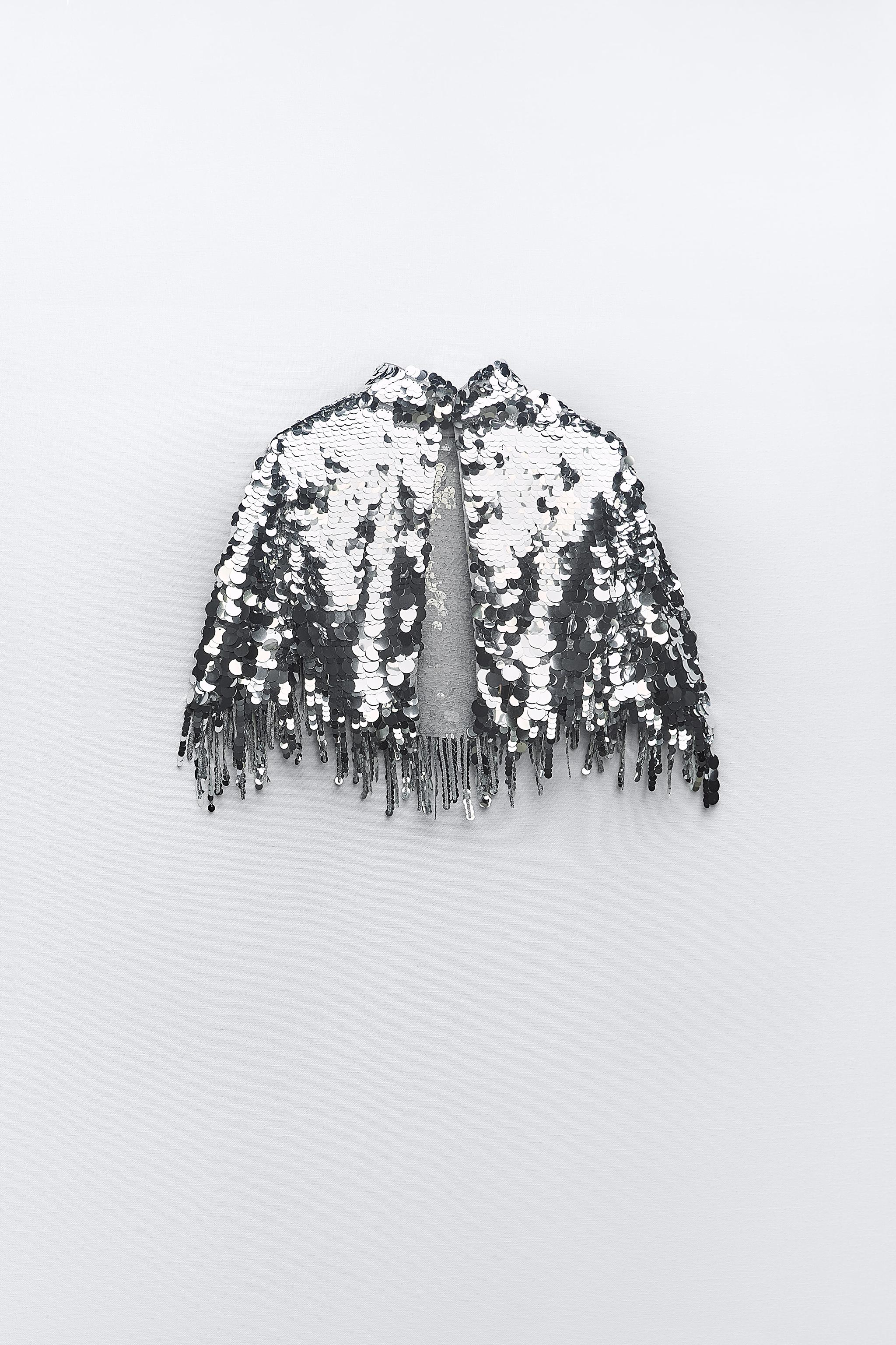 zara sequin cape