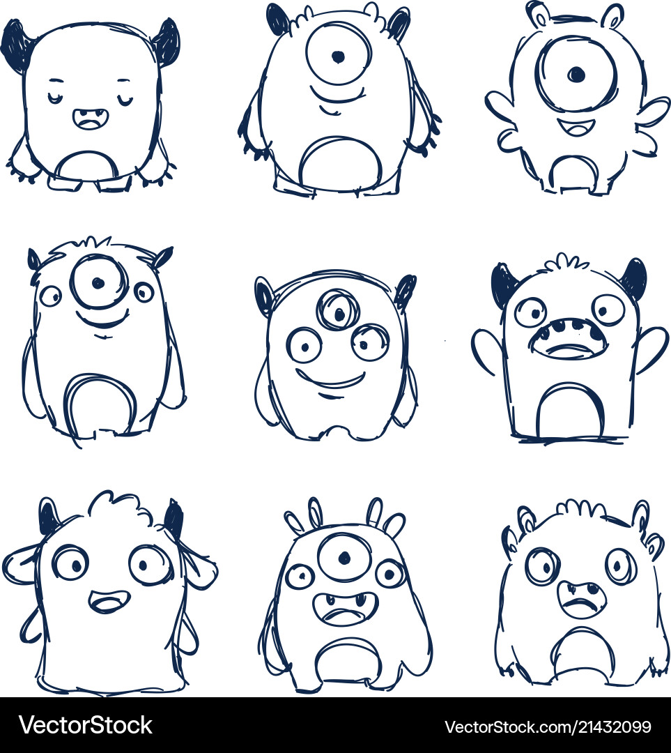 cute doodle monsters