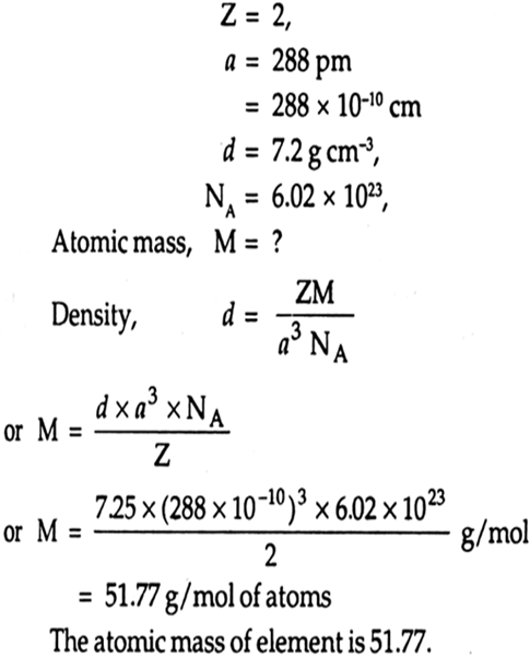 an element crystallizes in bcc structure