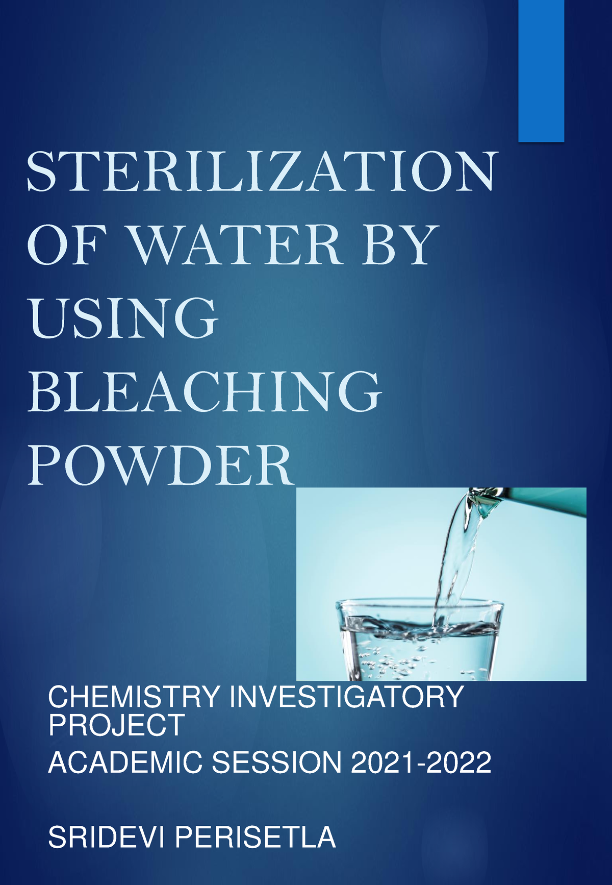 sterilization of water using bleaching powder project pdf