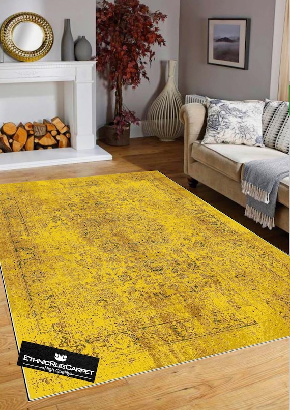 yellow carpet living room