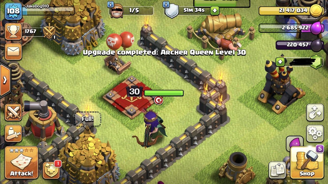 archer queen max level in th9