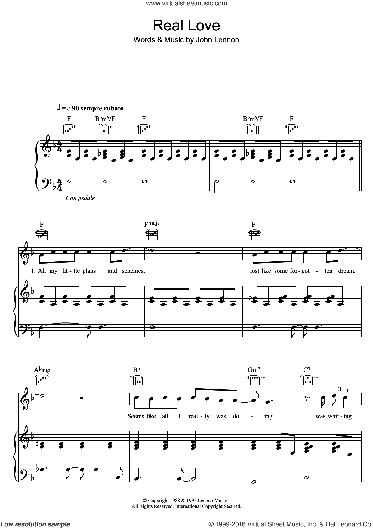 real love piano sheet