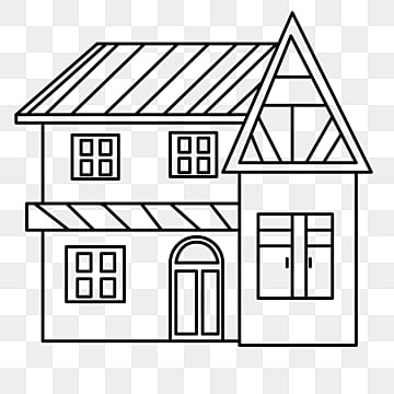 simple house clip art black and white