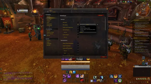 wow hide interface