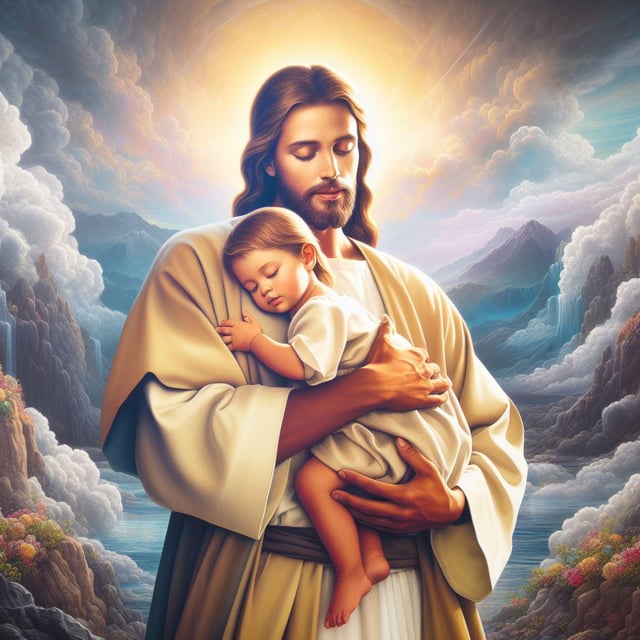 picture of jesus holding a child