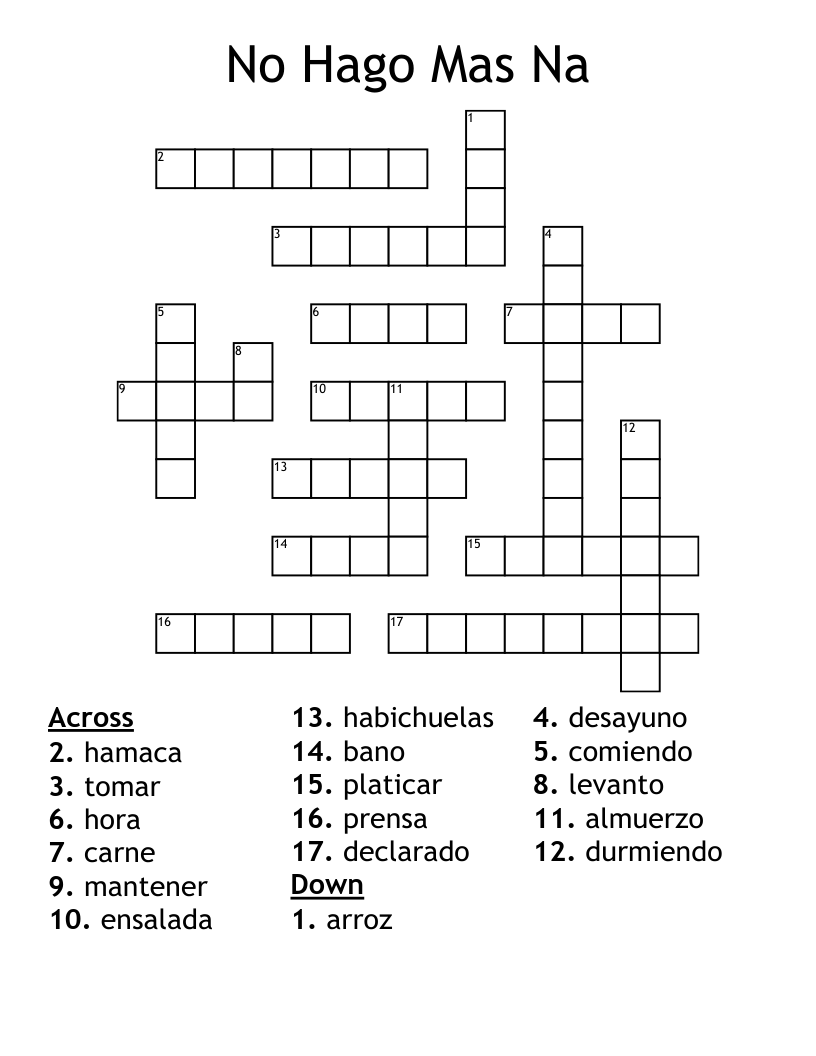 no mas crossword