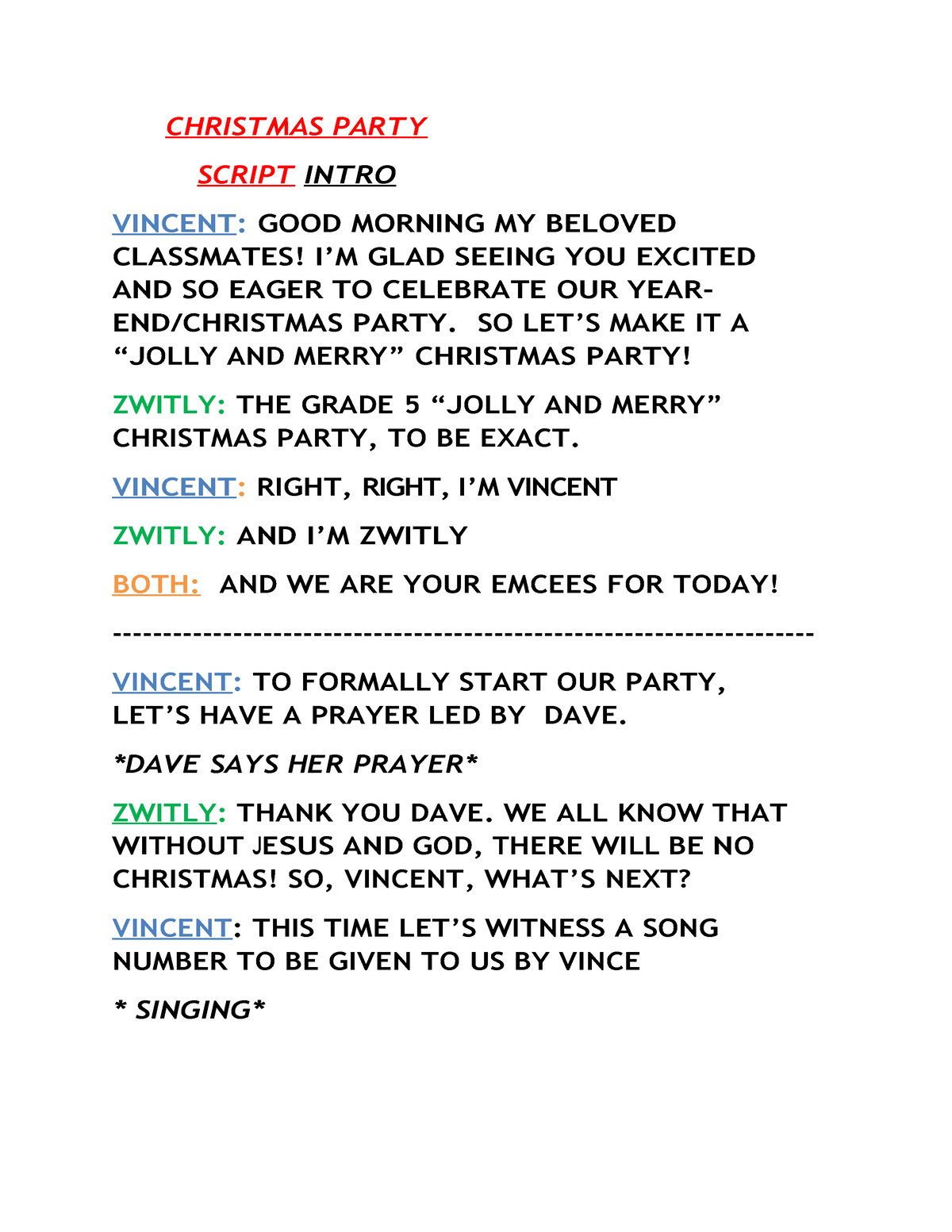 christmas party mc ideas