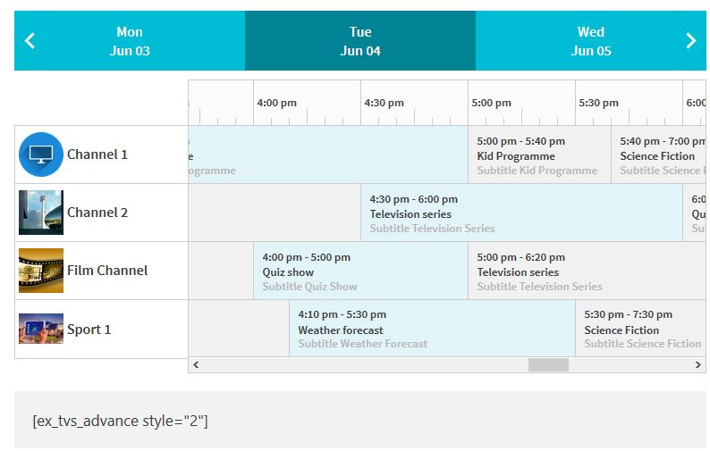 w tv schedule