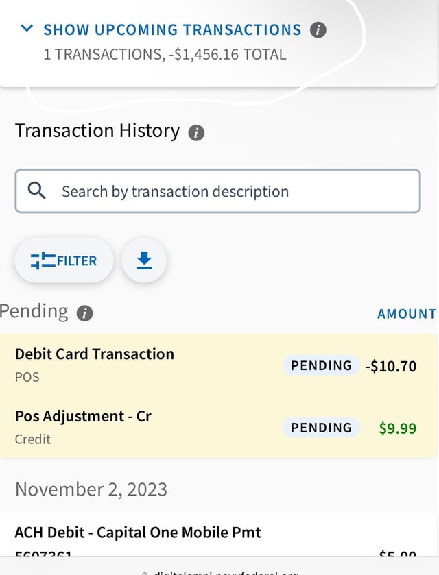 navy federal cancel pending transaction