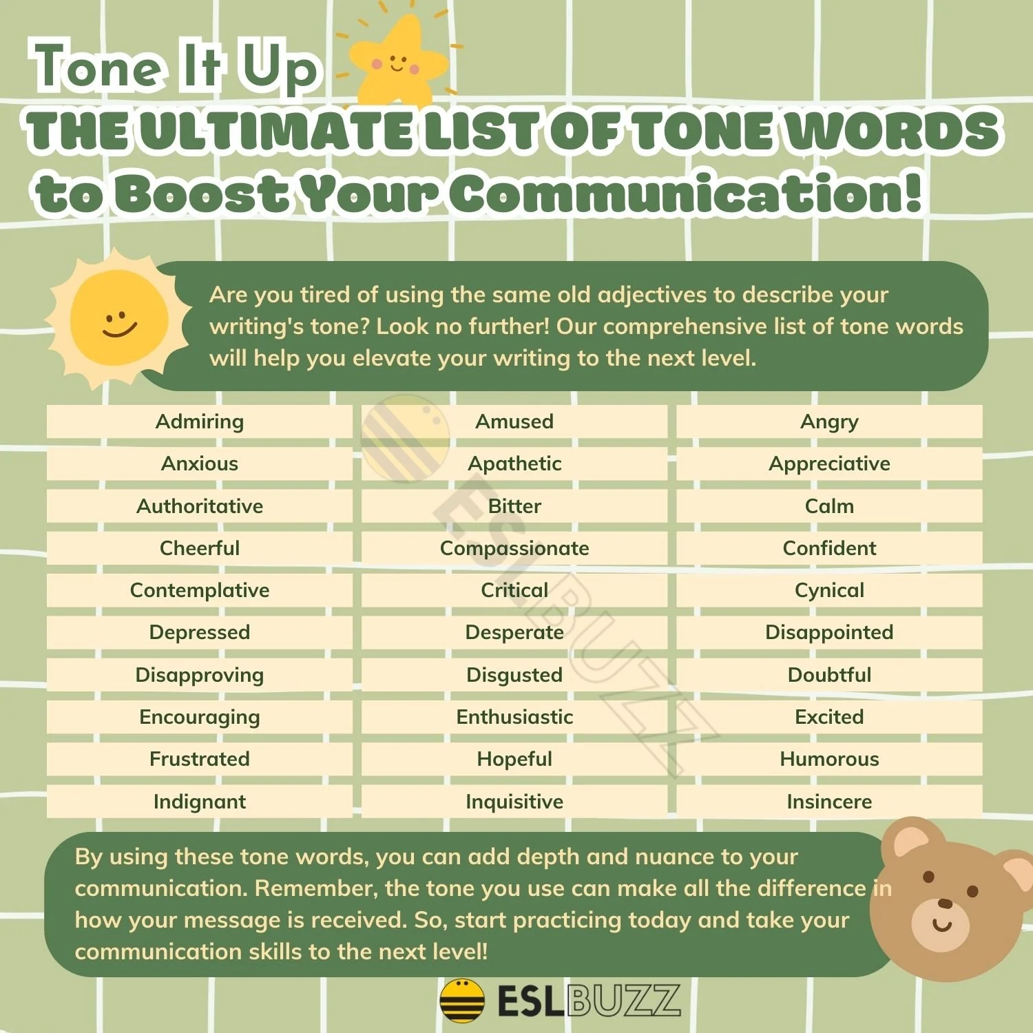 which word best describes the tone of a letter