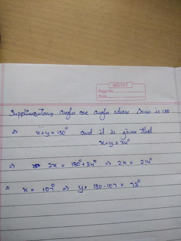 two supplementary angles differ by 50