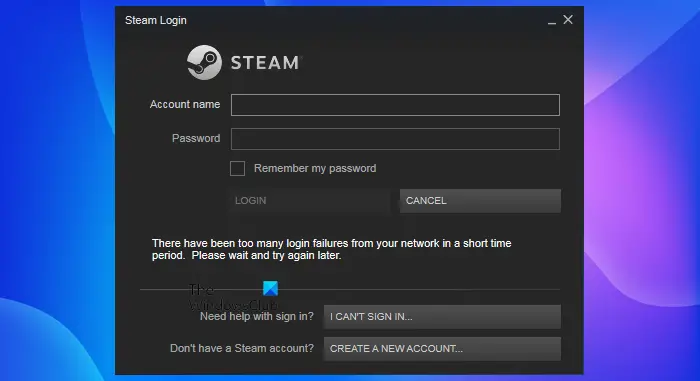 steam too many login failures