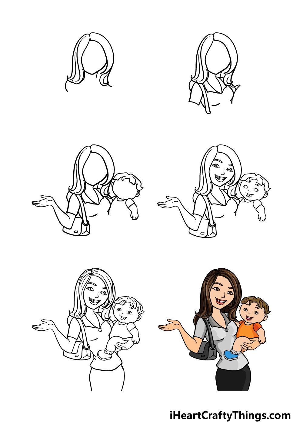 how to draw a mom easy