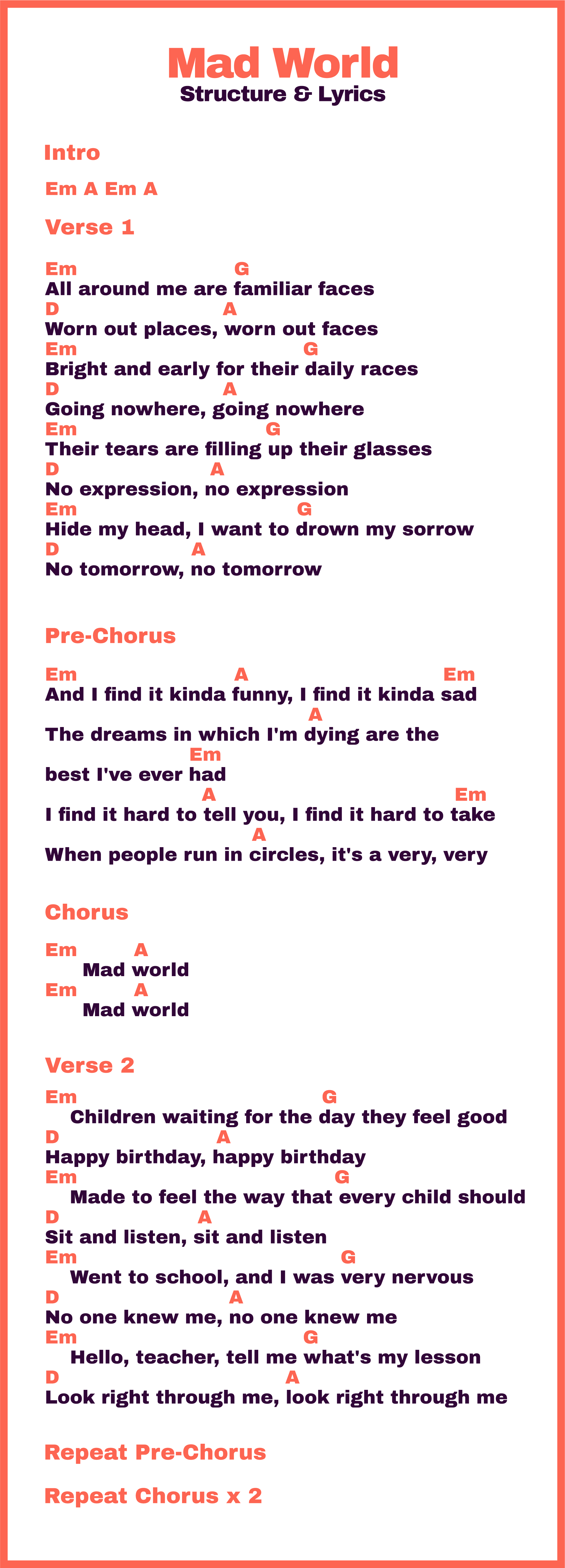 all around me are familiar faces chords