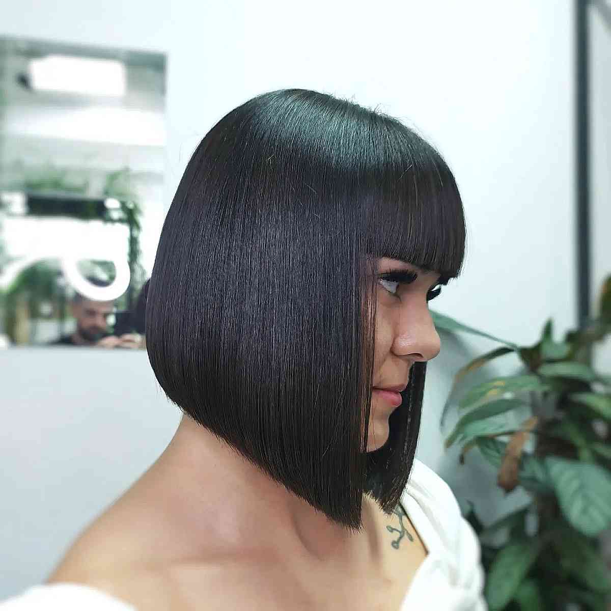 a line bob with fringe