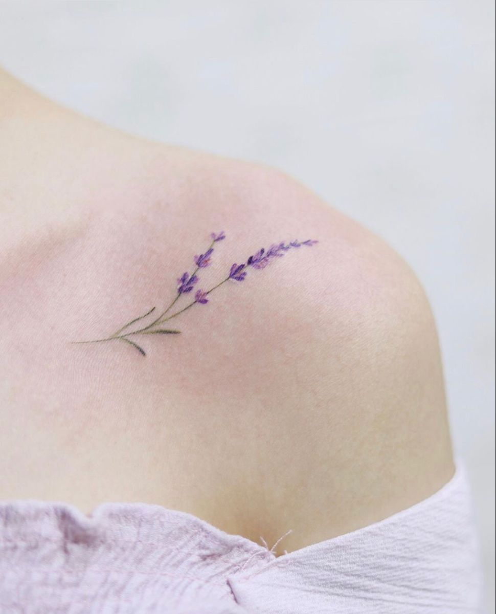 minimalist lavender tattoo